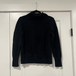 J Crew Women's 100%‎ Cotton Chunky Turtleneck Sweater in Black Size XS